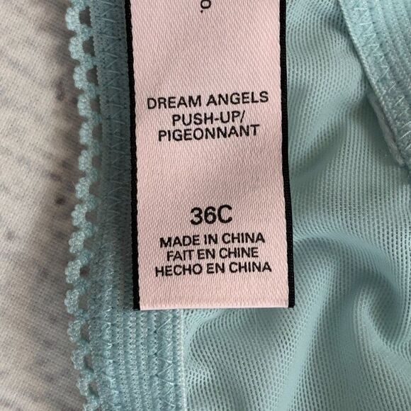 Victoria's Secret 36C Dream Angel Push-up Padded Bra Light Blue Lace Sexy - Picture 11 of 14